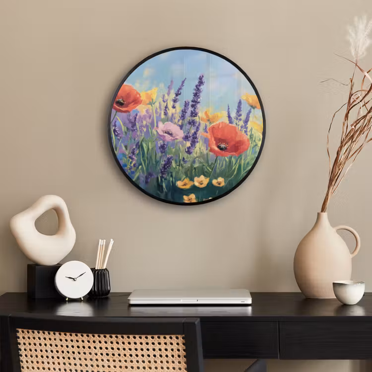 Weide - Bloemen - Kleurrijk Fotolijst rond zonder passe partout klein -sfeer1