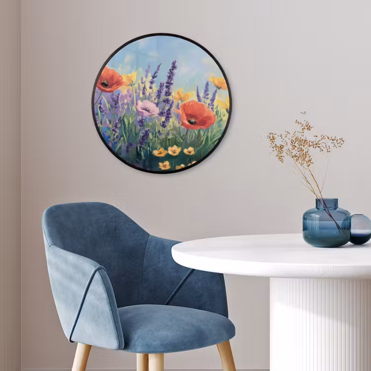 Weide - Bloemen - Kleurrijk Fotolijst rond zonder passe partout klein -sfeer2