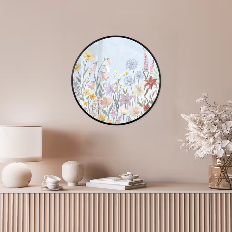 Weidebloemen - Illustratie - Kleurrijk Fotolijst rond zonder passe partout klein -sfeer3