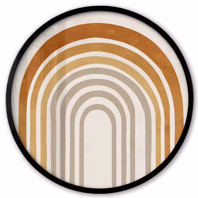 Minimalistisch - Boog - Lijnen - Beige Fotolijst rond zonder passe partout klein -3d