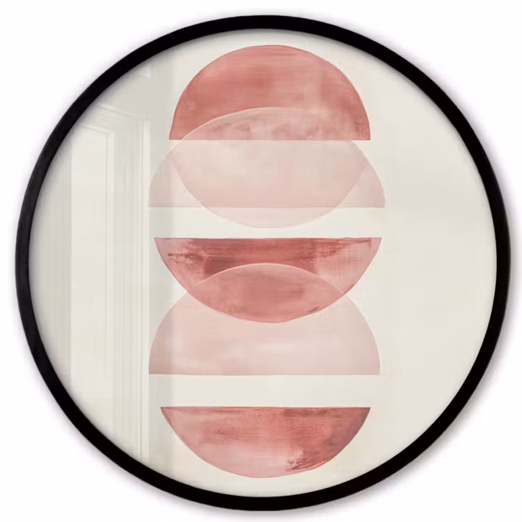 Minimalistisch - Cirkels - Roze Fotolijst rond zonder passe partout klein -3d