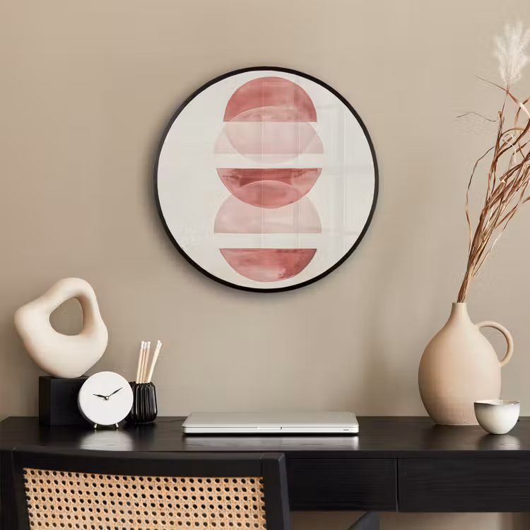 Minimalistisch - Cirkels - Roze Fotolijst rond zonder passe partout klein -sfeer1