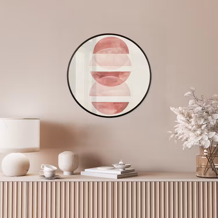 Minimalistisch - Cirkels - Roze Fotolijst rond zonder passe partout klein -sfeer3