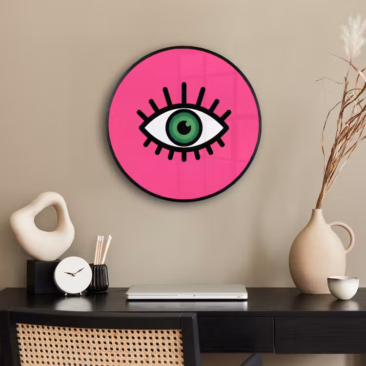Minimalistisch - Oog - Roze Fotolijst rond zonder passe partout klein -sfeer1