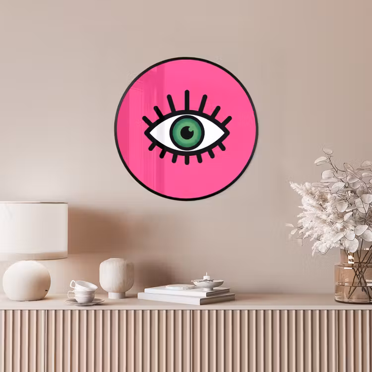 Minimalistisch - Oog - Roze Fotolijst rond zonder passe partout klein -sfeer3
