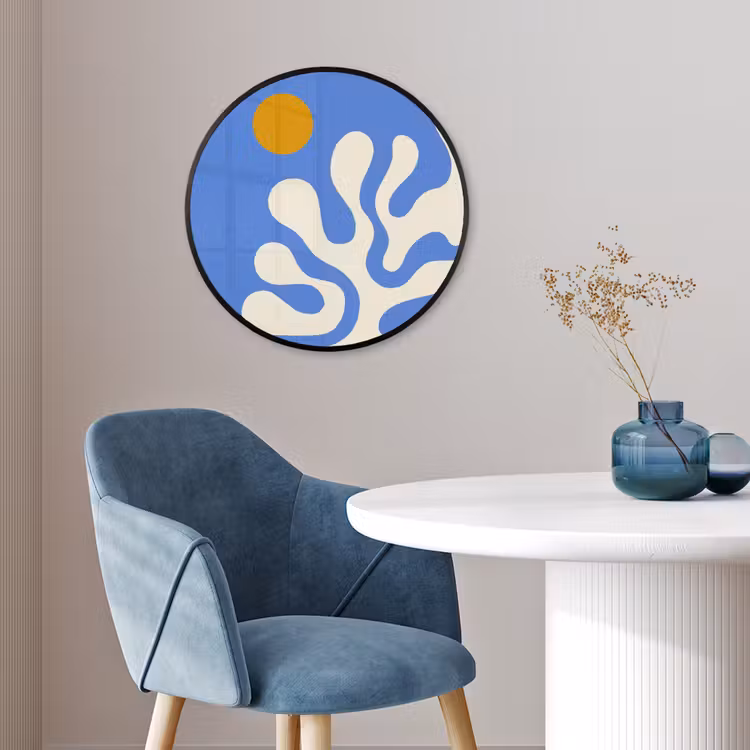 Minimalistisch - Organisch patroon - Blauw Fotolijst rond zonder passe partout klein -sfeer2