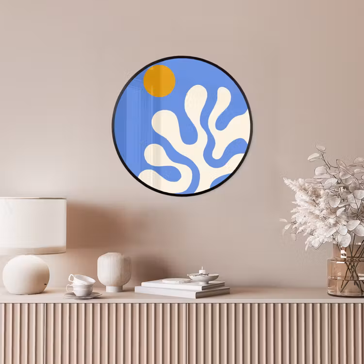 Minimalistisch - Organisch patroon - Blauw Fotolijst rond zonder passe partout klein -sfeer3