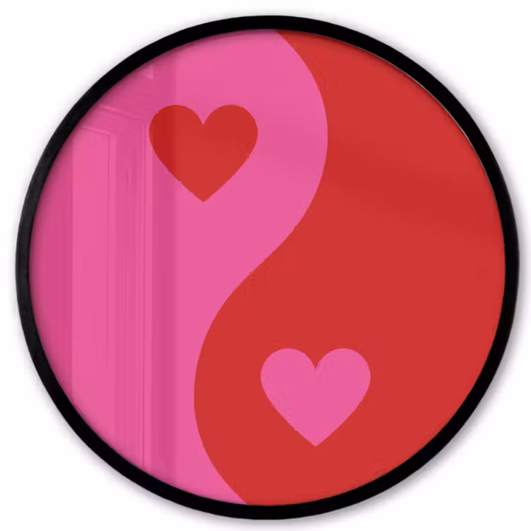 Minimalistisch - Rood - Roze - Hartjes Fotolijst rond zonder passe partout klein -3d