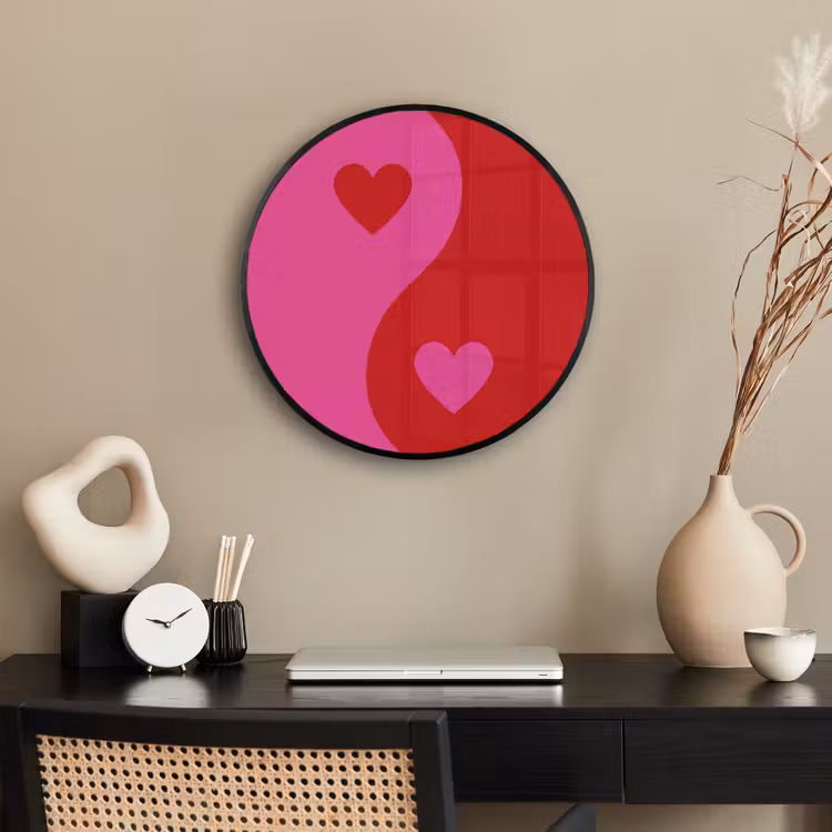 Minimalistisch - Rood - Roze - Hartjes Fotolijst rond zonder passe partout klein -sfeer1