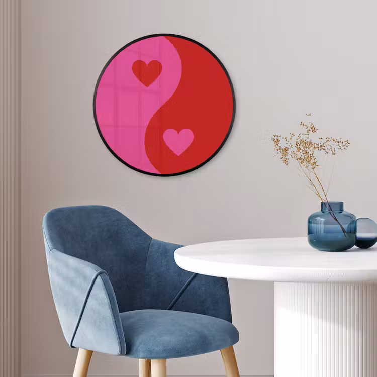 Minimalistisch - Rood - Roze - Hartjes Fotolijst rond zonder passe partout klein -sfeer2