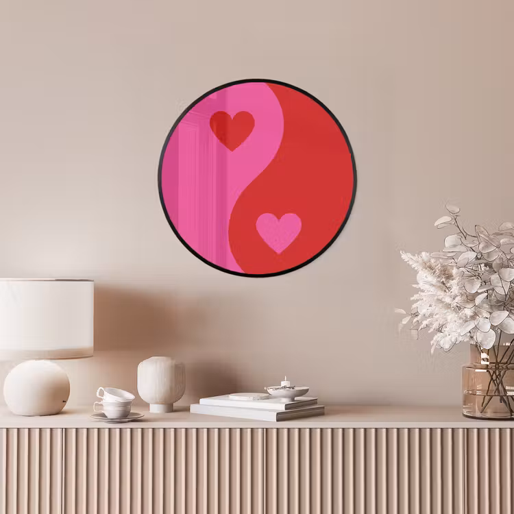 Minimalistisch - Rood - Roze - Hartjes Fotolijst rond zonder passe partout klein -sfeer3