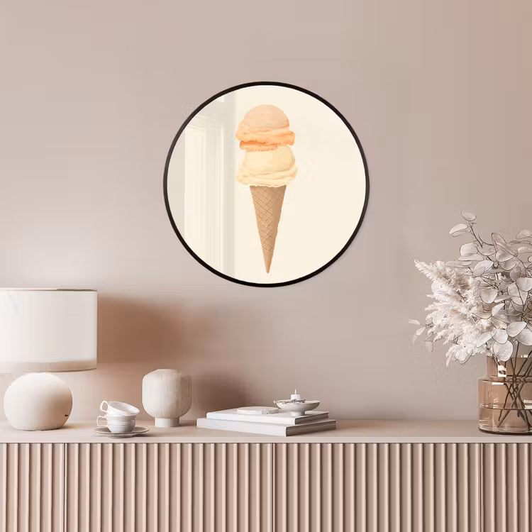 Minimalistisch - Schepijs - Hoorntje - Beige Fotolijst rond zonder passe partout klein -sfeer3