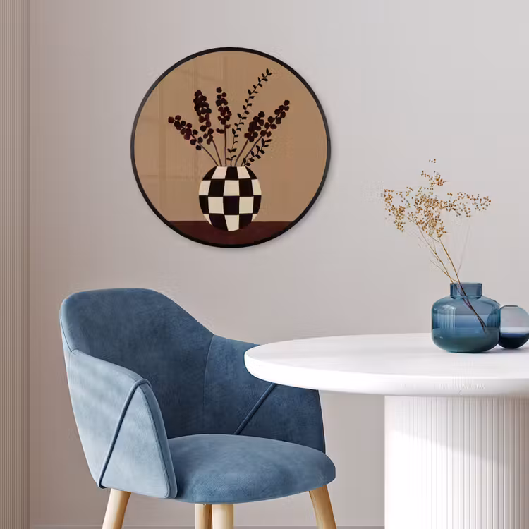Minimalistisch - Vaas - Bloemen - Bruin Fotolijst rond zonder passe partout klein -sfeer2