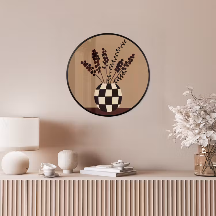 Minimalistisch - Vaas - Bloemen - Bruin Fotolijst rond zonder passe partout klein -sfeer3