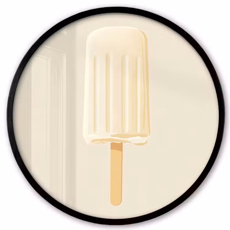 Minimalistisch - Waterijsje - Stokje - Beige Fotolijst rond zonder passe partout klein -3d
