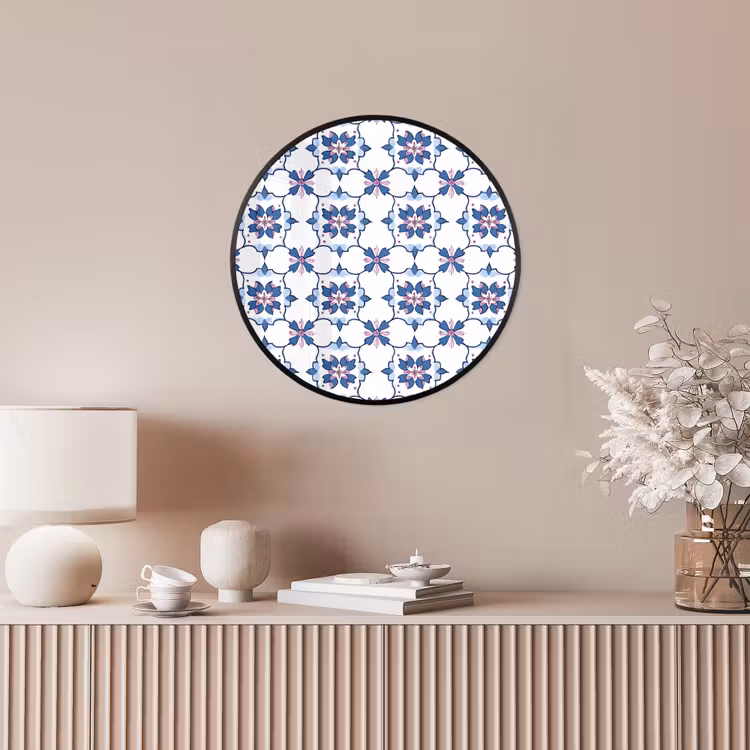 Modern - Patroon - Blauw - Roze Fotolijst rond zonder passe partout klein 856 -sfeer3