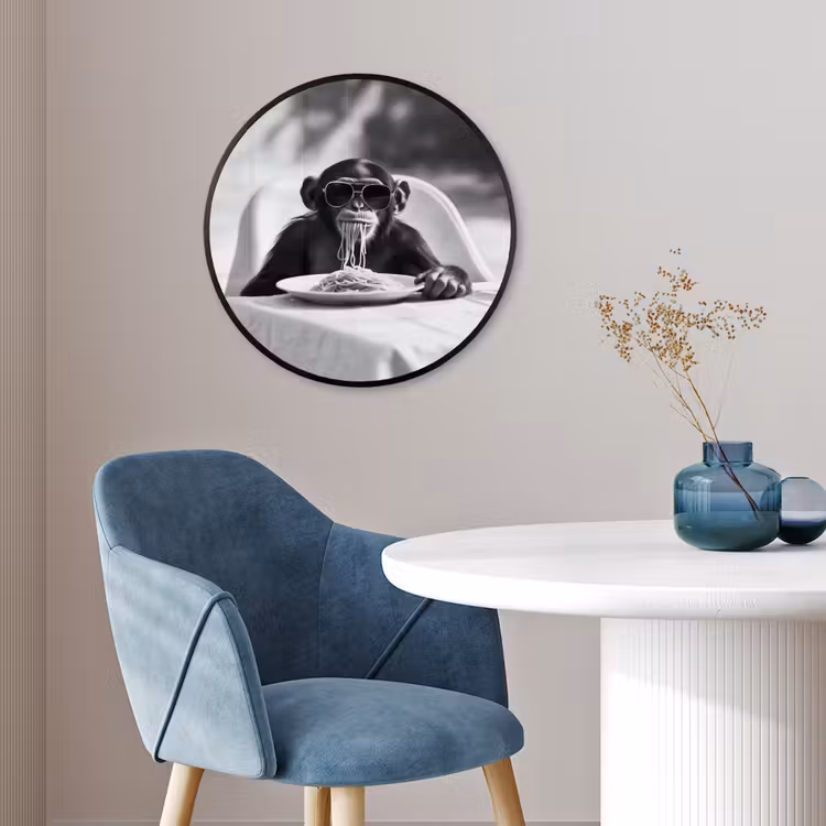 Aap - Spaghetti - Zonnebril - Zwart wit - Cool - Dier Fotolijst rond zonder passe partout klein -sfeer2