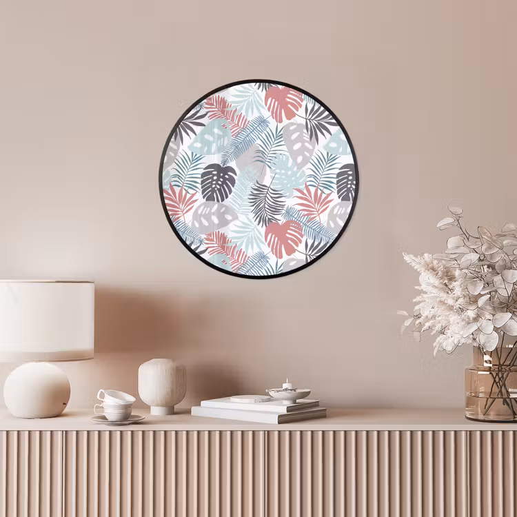 Monstera - Pastel - Bladeren - Tropical Fotolijst rond zonder passe partout klein -sfeer3