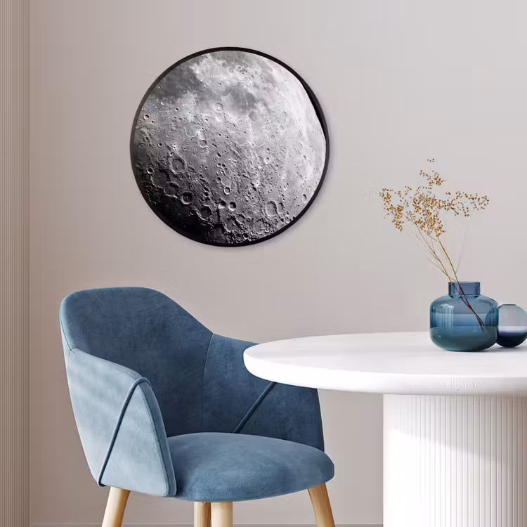 Photo Frame Round - Moon - Craters - Space - Maan - Kraters - Ruimte Fotolijst rond zonder passe partout klein