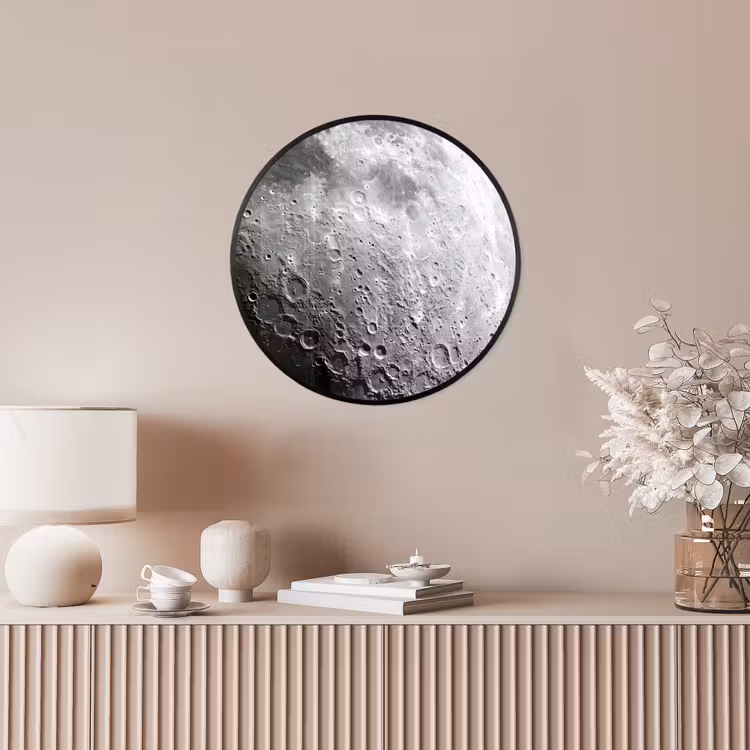 Photo Frame Round - Moon - Craters - Space - Maan - Kraters - Ruimte Fotolijst rond zonder passe partout klein