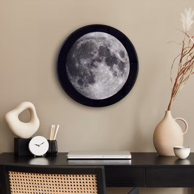 Photo Frame Round - Moon - Stars - Space - Maan - Sterren - Ruimte Fotolijst rond zonder passe partout klein