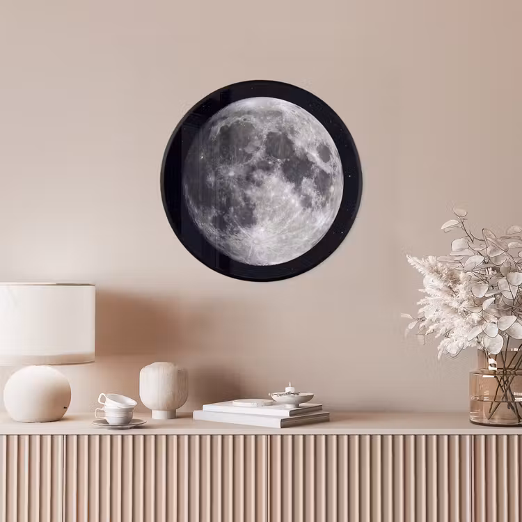 Photo Frame Round - Moon - Stars - Space - Maan - Sterren - Ruimte Fotolijst rond zonder passe partout klein