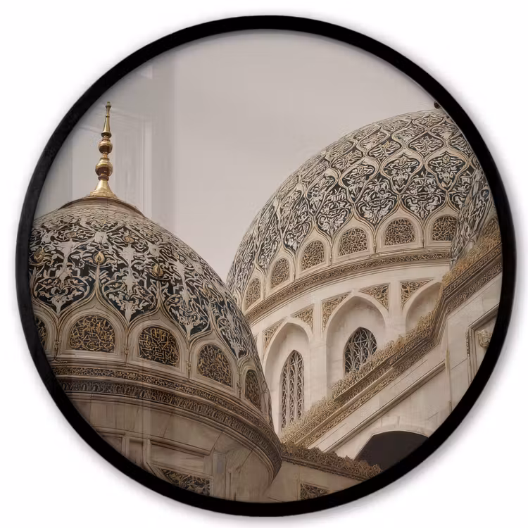 Mozaïekkoepels - Gouden spitsen - Islamitisch Fotolijst rond zonder passe partout klein -3d