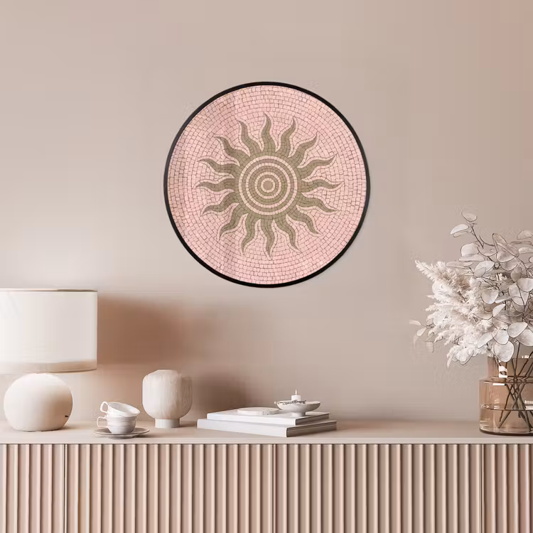 Mozaïek - Zon - Patroon - Klassiek - Roze Fotolijst rond zonder passe partout klein -sfeer3