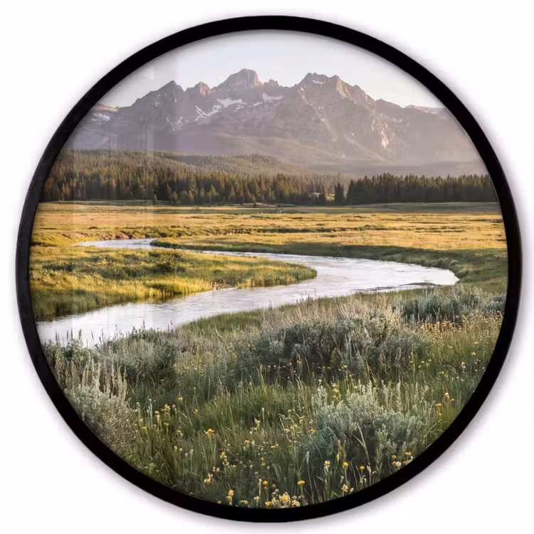 Berglandschap - Rivier - Bos Fotolijst rond zonder passe partout klein -3d