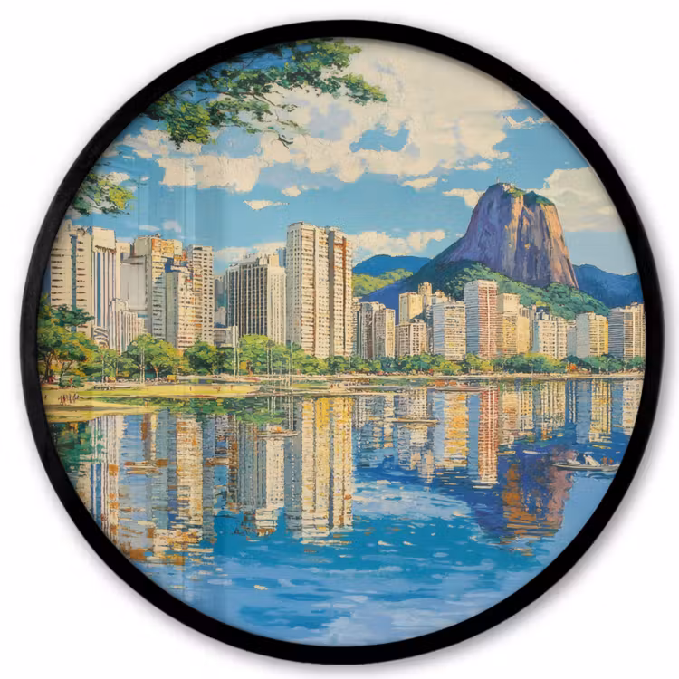 Berg - Skyline - Strand - Water Fotolijst rond zonder passe partout klein -3d