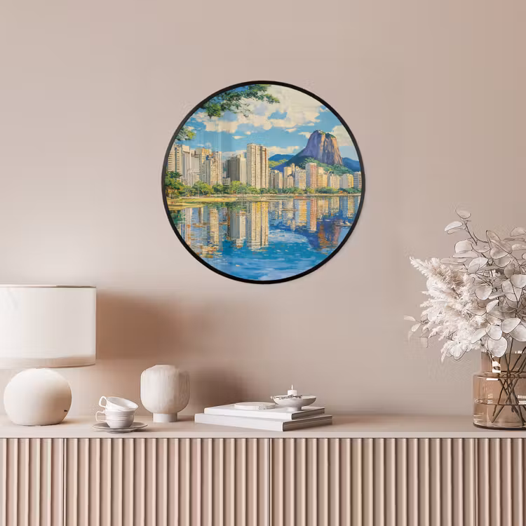 Berg - Skyline - Strand - Water Fotolijst rond zonder passe partout klein -sfeer3