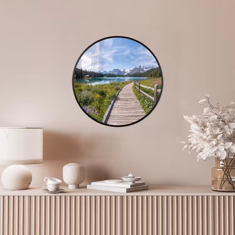 Bergen - Meer - Landschap - Blauw Fotolijst rond zonder passe partout klein -sfeer3