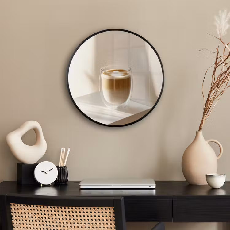 Mok - Latte - Minimalistisch - Schaduw Fotolijst rond zonder passe partout klein -sfeer1