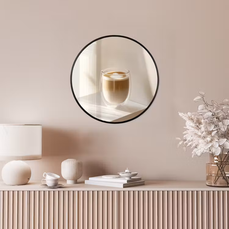 Mok - Latte - Minimalistisch - Schaduw Fotolijst rond zonder passe partout klein -sfeer3