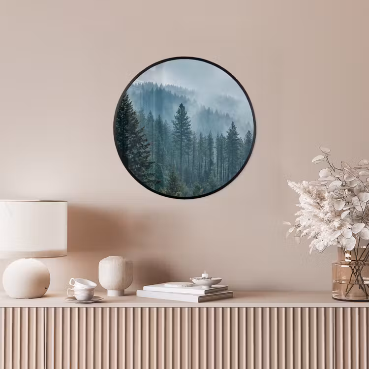 Naaldwoud - Bergen - Mist Fotolijst rond zonder passe partout klein -sfeer3