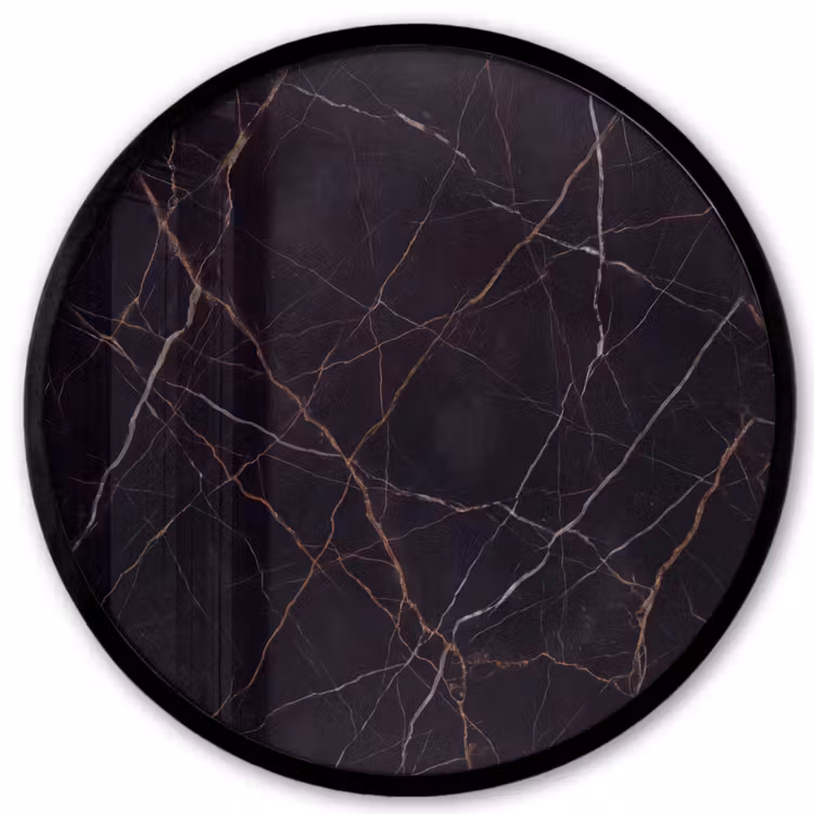 Natuursteen - Marmerpatroon - Abstract - Modern - Zwart - Goud Fotolijst rond zonder passe partout klein -3d