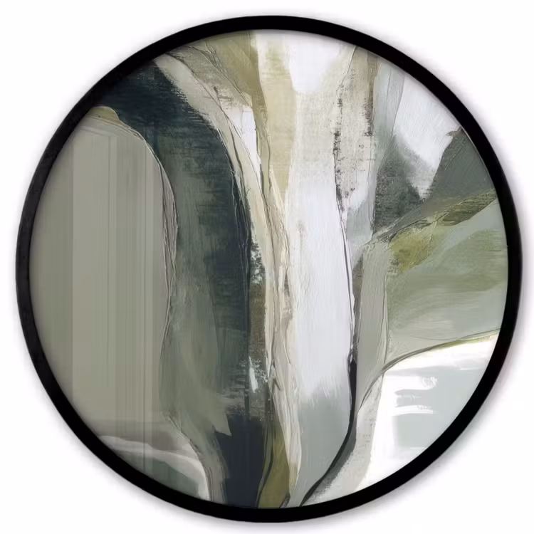 Natuur - Abstract - Groen - Penseelstreken Fotolijst rond zonder passe partout klein -3d