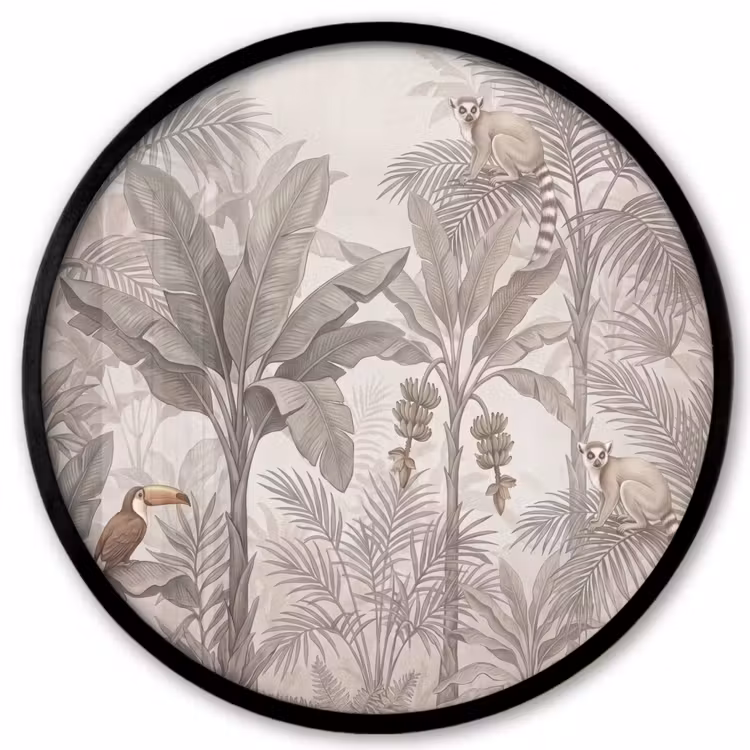 Natuur - Jungle - Ringstaartmaki - Bruin Fotolijst rond zonder passe partout klein -3d