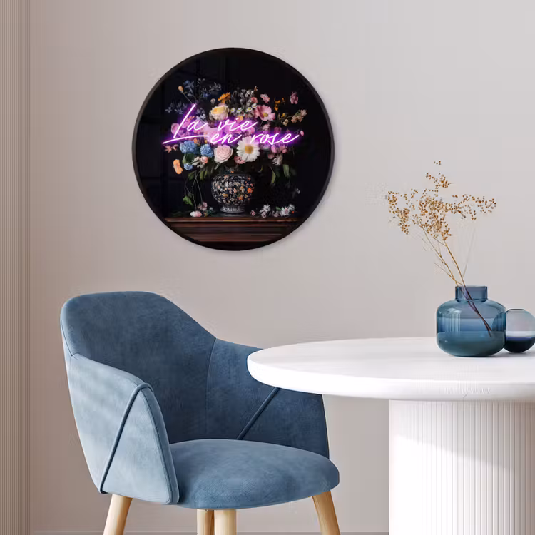 Neon - Vaas - Bloemen Fotolijst rond zonder passe partout klein -sfeer2
