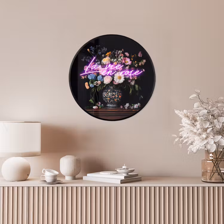 Neon - Vaas - Bloemen Fotolijst rond zonder passe partout klein -sfeer3