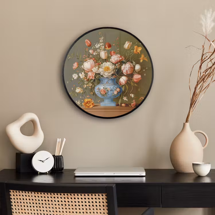 Neutral - Bloemen - Boeket - Vaas Fotolijst rond zonder passe partout klein -sfeer1