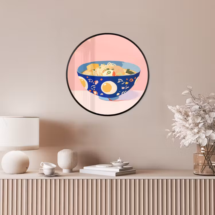 Noodles - Kom - Blauw - Illustratie Fotolijst rond zonder passe partout klein -sfeer3