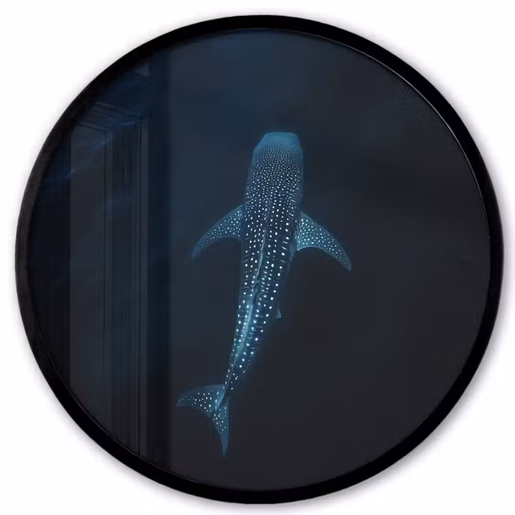 Oceaan - Walvishaai - Donkerblauw - Vlekken Fotolijst rond zonder passe partout klein -3d