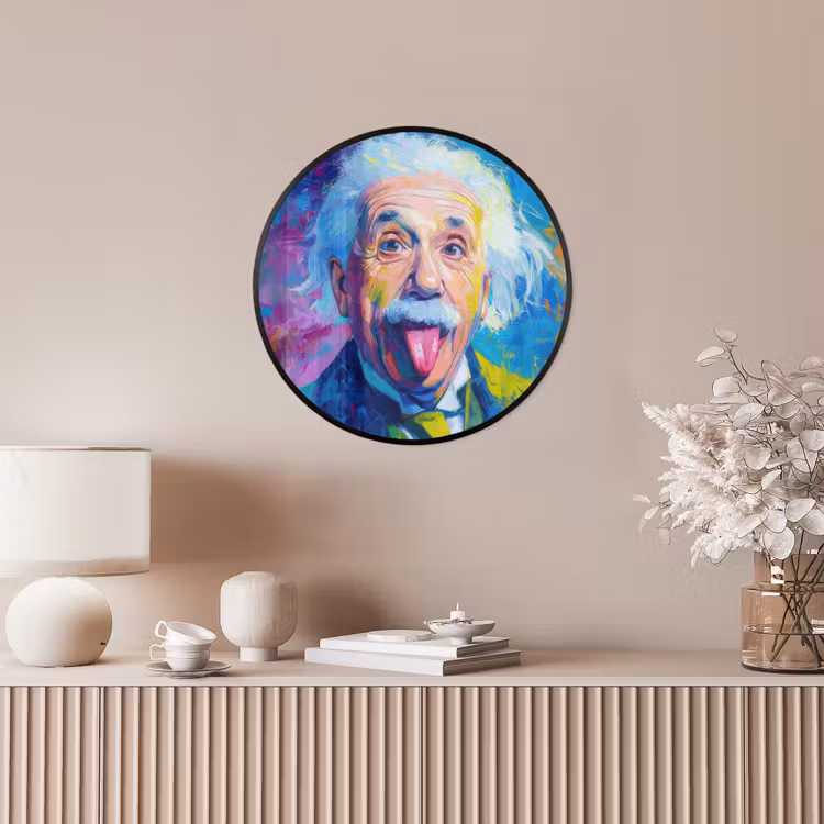 Oude man - Expressief - Kleurrijk Fotolijst rond zonder passe partout klein -sfeer3