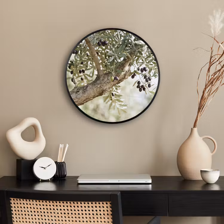 Photo Frame Round - Olive tree - branch - green - Olijfboom - tak - groen Fotolijst rond zonder passe partout klein