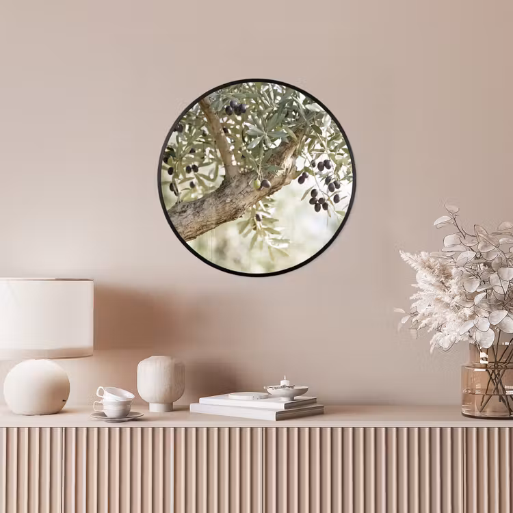 Photo Frame Round - Olive tree - branch - green - Olijfboom - tak - groen Fotolijst rond zonder passe partout klein