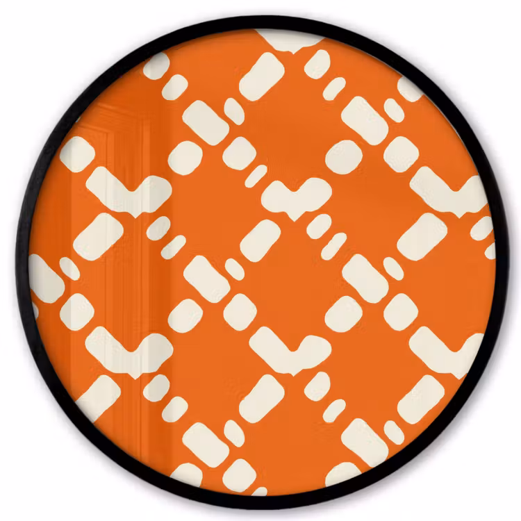 Oranje - Ruitpatroon - Wit Fotolijst rond zonder passe partout klein 856 -3d