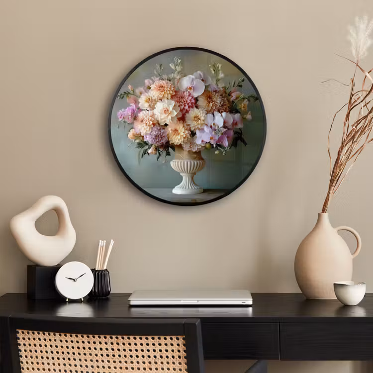 Orchidee - Boeket - Vaas - Bloemen Fotolijst rond zonder passe partout klein -sfeer1