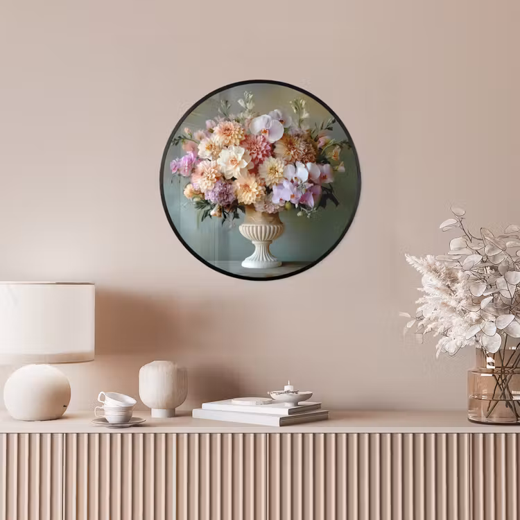 Orchidee - Boeket - Vaas - Bloemen Fotolijst rond zonder passe partout klein -sfeer3