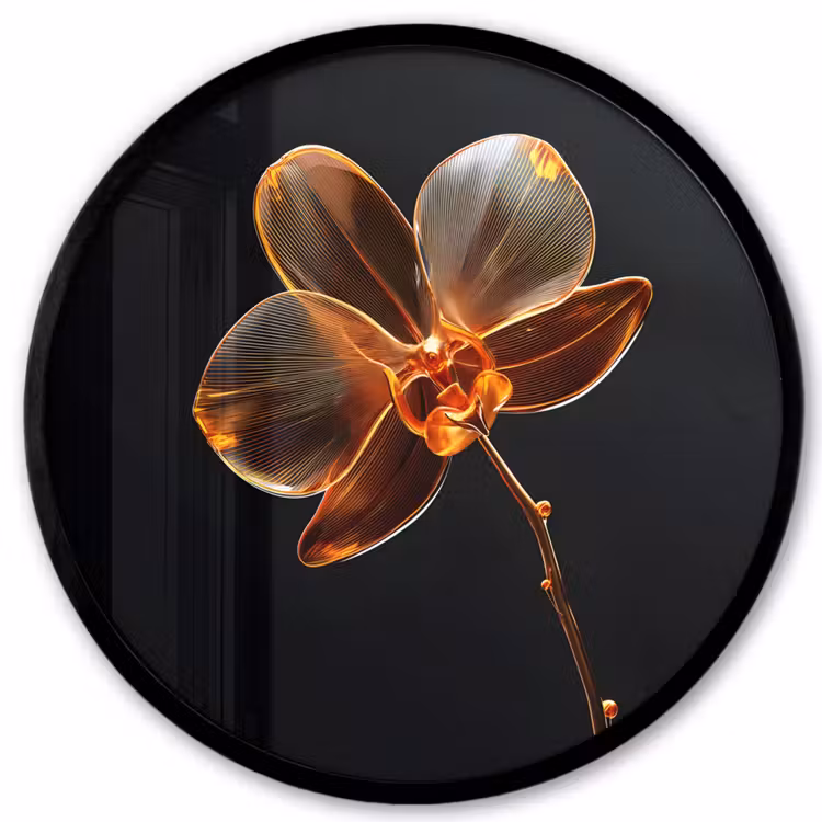 Orchidee - Doorzichtig - Bloem Fotolijst rond zonder passe partout klein -3d